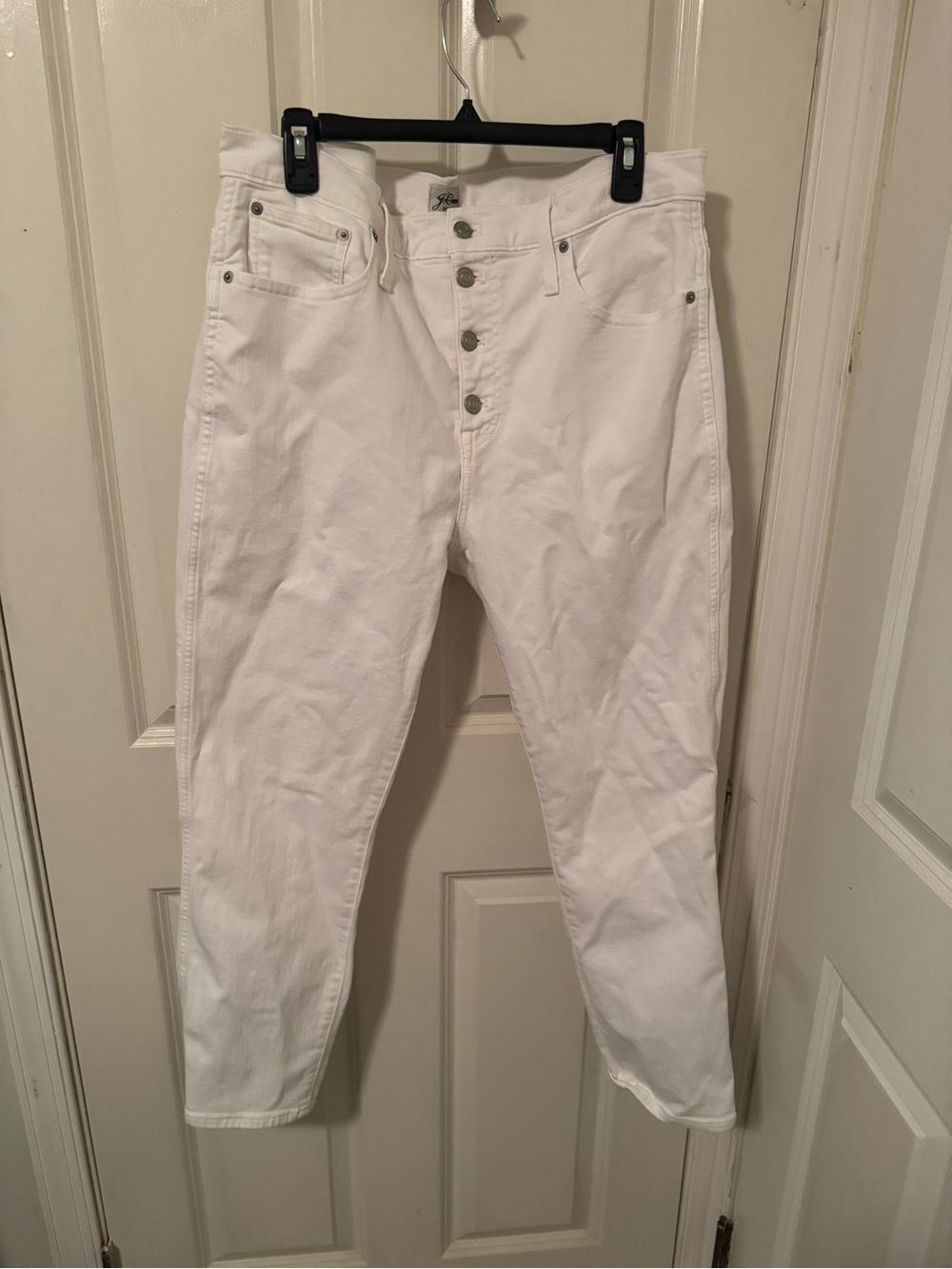J. Crew White Button-Fly Denim Jeans- Tummy Control